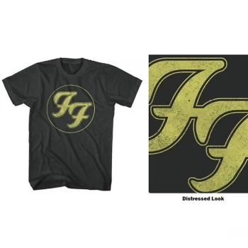 Image of Foo Fighters - Distressed FF Logo Unisex Medium T-Shirt - Black