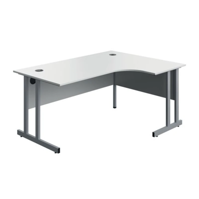 Image of Serrion Twin Upright Right Hand Corner Desk 1600x1200x730mm White/Silver KF800278