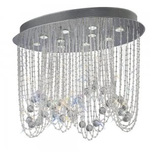 Image of Ceiling Oval 10 Light Polished Chrome, Crystal