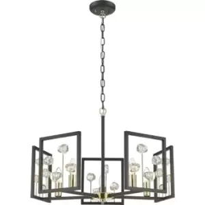 Image of Zumaline Caroline Pendant Ceiling Light, Matt Black, French Gold, Glass, 5x E14