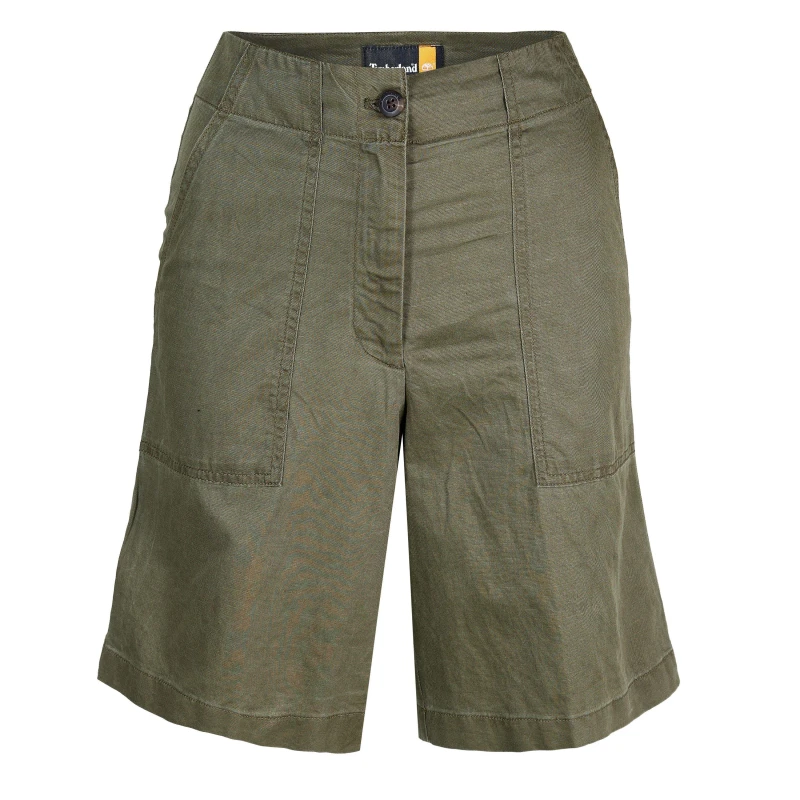 Image of Timberland Womens Linen Bermuda Chino Shorts Leaf Green female 25
