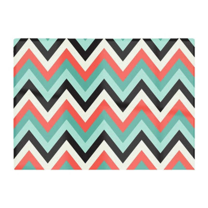 Image of Warren Reed Designer Geometric Colored Chevron Pattern Glass Chopping Board