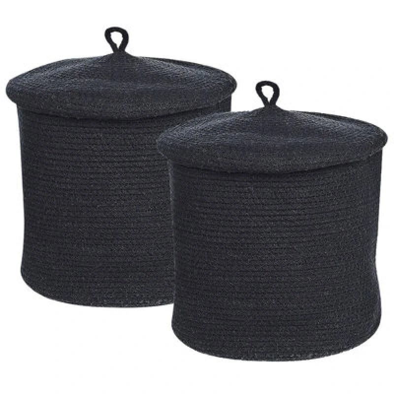 Image of Beliani Set Of 2 Baskets Silopi Cotton Black