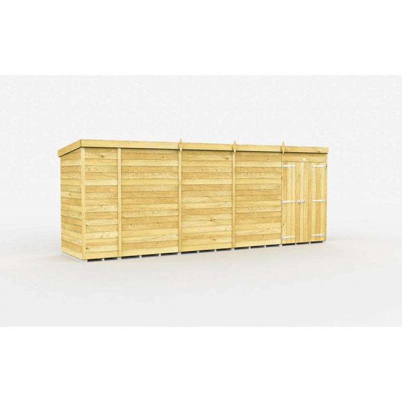 Image of Buttercup Farm 17 x 4 Feet Pent Shed - Double Door W/O Window - L118 x W492 x H201cm in Brown Brown Unisex