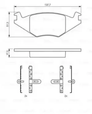 Image of Bosch 0986468890 BP738 Brake Pad Set Disc Brake Front Axle