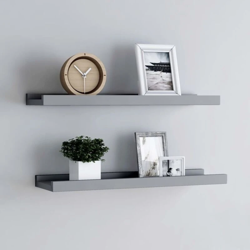 Image of VIDAXL Picture Frame Ledge Shelves 2 pcs Grey 60x9x3cm mdf Vidaxl 8720286075661