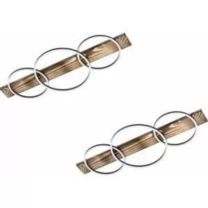 Image of Loops - 2 pack Wall Flush Ceiling Light Black & Rustic Wood / White Shade Plastic led