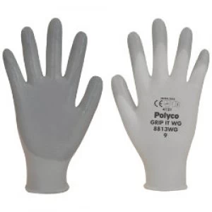 Image of Polyco Gloves Knitted Nylon Nitrile Size 7 Grey White