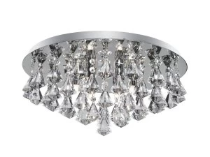 Image of 6 Light Ceiling Semi Flush Light Chrome with Crystals, G9