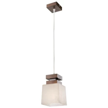 Image of Lamkur Lighting - Kubus Dome Pendant Ceiling Lights, Glass Shade Wenge, 1x E27