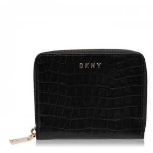 Image of DKNY Crocco Zip Around Purse - Black/Gold BGD