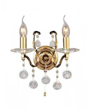Image of Wall Lamp Switched 2 Light French Gold, Crystal