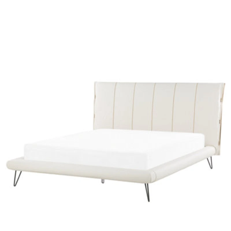 Image of Beliani Bed Faux Leather Betin 160 X 200 Cm (Eu King Size) Light Beige