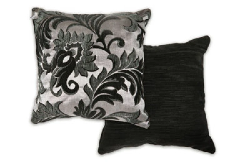 Image of Swirls Cushion Cover In Black Silver
