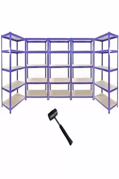 Image of T-Rax Metal Storage Shelves, Blue, 90cm W, 45cm D, Set of 5