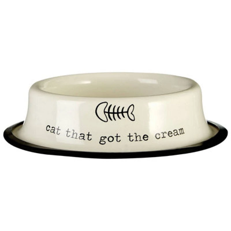 Image of Interiors by Premier Adore Pets 0.4Ltr Cat That Got The Cream Bowl Cream