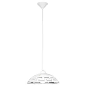 Image of Pendant Ceiling Light Colour White Shade White Brown Glass Bulb E27 1x60W
