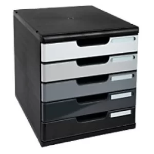 Image of Exacompta Modulo A4 Shades of Grey, 5 Drawers, Black/Shades of Grey, Pack of 1