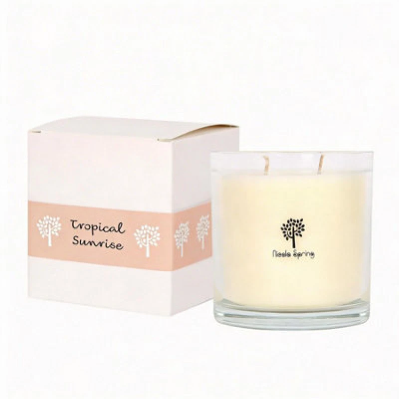 Image of Nicola Spring 400G Soy Wax Candle - Tropical Sunrise - Double Wick Glass Jar - Fruity Summer Scent Long Burn Fragrance
