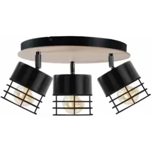 Image of Keter Casa Ceiling Spotlight Clusters Black, Wood, 32cm, 3x E27