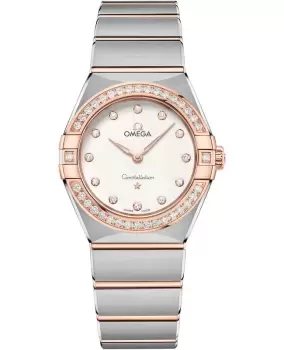 Image of Omega Constellation Manhattan Quartz 28mm Silver Dial Diamond Rose Gold and Stainless Steel Womens Watch 131.25.28.60.52.001 131.25.28.60.52.001