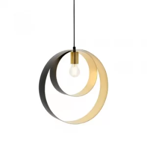 Image of Single Pendant Light Satin Brass Plate, Matt Black