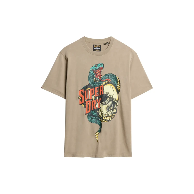 Image of Superdry Graphic oversized T-Shirt Superdry Biker Rock Marron Male M