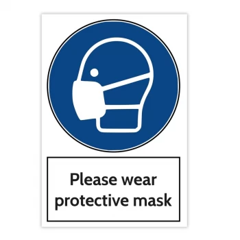 Image of Full Colour Aluminium Warning Sign - Please Wear Protective Mask (200 X 300mm)
