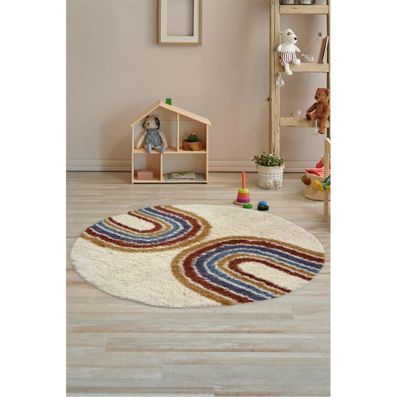 Image of Snug Rainbow Round Rug - 100cm Multicoloured