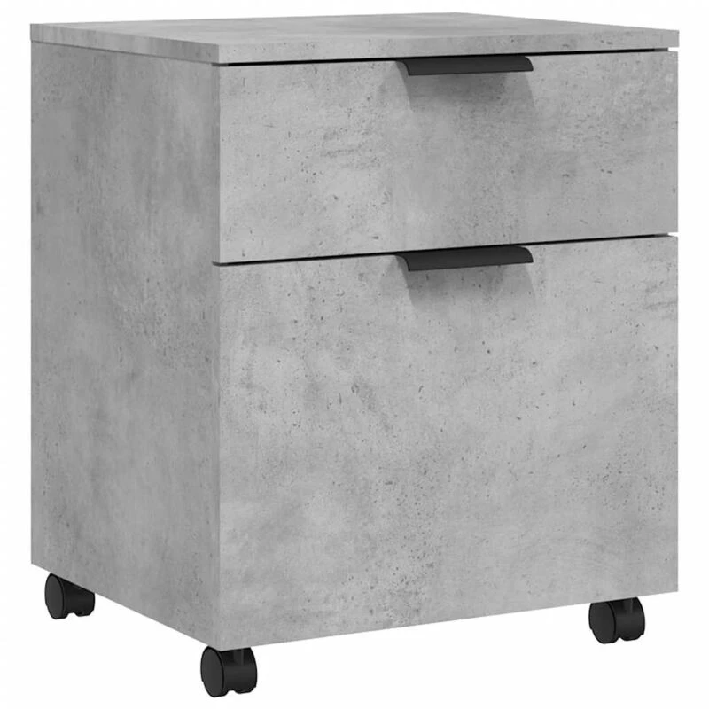 Image of Vidaxl Mobile File Cabinet With Wheels Concrete Grey 45X38X54cm Engineered Wood, Grey 811524