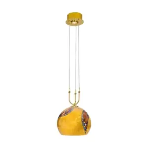 Image of Luna Designer Glass Dome Pendant Light Polished Gold 2x E27,GU10 - Kiss Gold Pattern