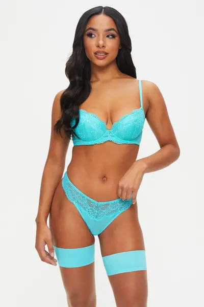 Image of Ann Summers Sexy Lace Planet Padded Plunge Bra Blue