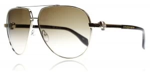 Image of Alexander McQueen AM0018S Sunglasses Gold Brown 002 63mm