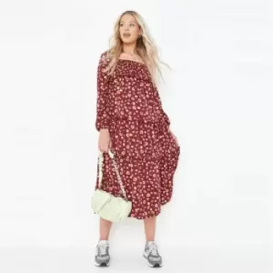 Image of Missguided Maternity floral long sleeve maxi dress - Red