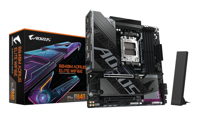 Image of Gigabyte Aorus Elite WiFi6E B840M AM5 Motherboard, Black 4719331867331