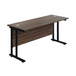 Image of Jemini Rectangular Double Upright Cantilever Desk 1800x600x730mm Dark Walnut/Black KF820208