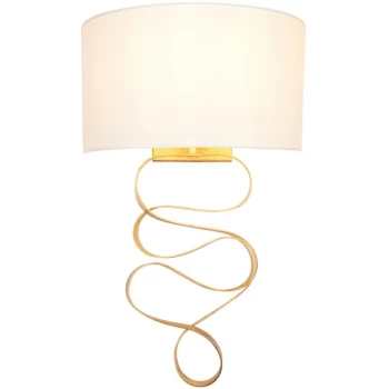 Image of Merano Lighting - Merano Sanremo Wall Lamp Gold Leaf & Ivory Cotton Fabric