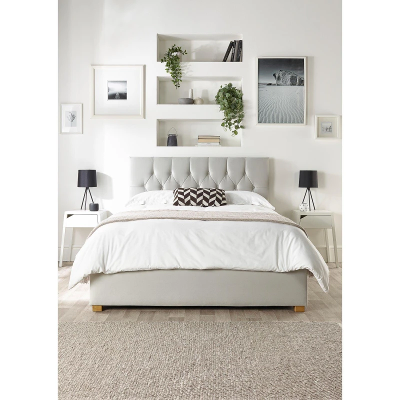 Image of Catherine Lansfield Boutique Ottoman Bed Light Silver unisex Single