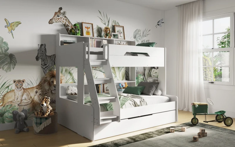 Image of Flair Interstellar Triple Bunk Bed in White Size: Single White Unisex Single