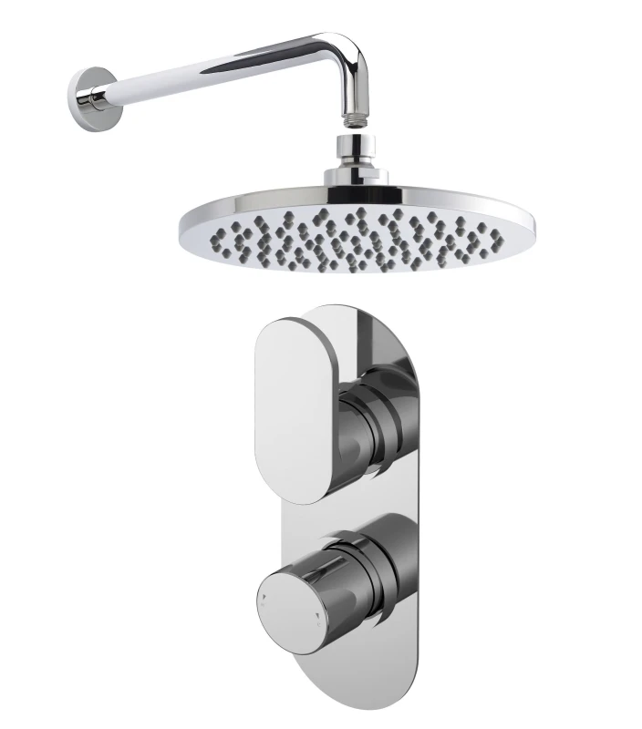 Image of Balterley Current Shower Bundle Concealed Round Twin Valve Arm Head Kit in Silver Silver Unisex