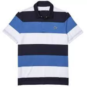 Image of Mens Lacoste SPORT Jersey Golf Polo Size 6 - XL White / Navy Blue