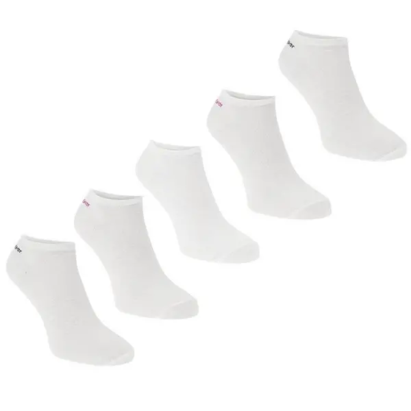 Image of Slazenger Trainer Socks 5 Pack Ladies - White 4 -8