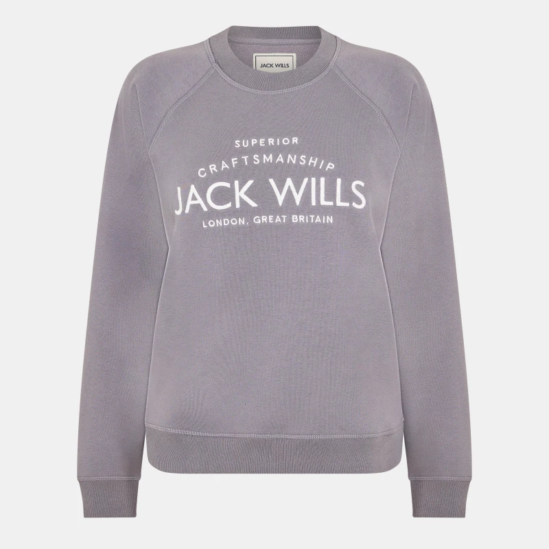 Image of Jack Wills Hunston Graphic Crew Neck Sweatshirt Dusky Blue female 8 (XS)