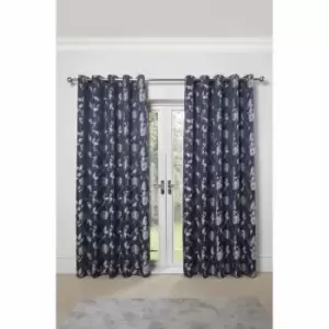 Image of Emma Barclay Butterfly Meadow Eyelet Curtain 46 X 72 Navy