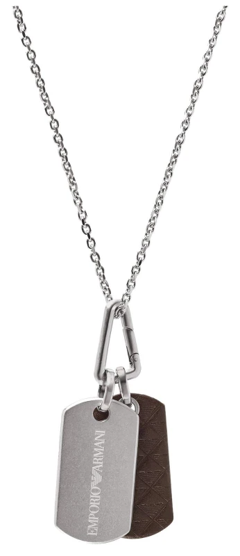 Image of Emporio Armani Stainless Steel Dog Tag Necklace EGS3133040 EGS3133040