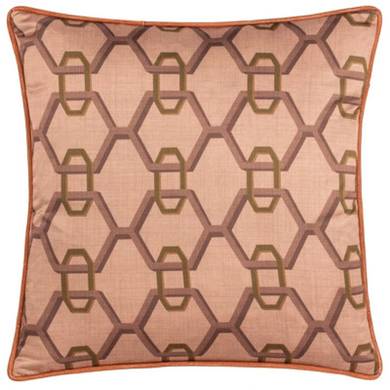 Image of Paoletti Paoletti Carnaby Chain Geometric Satin Cushion in Pink Size: 45cm x 45cm Pink 45cm x 45cm Unisex 5025532759214
