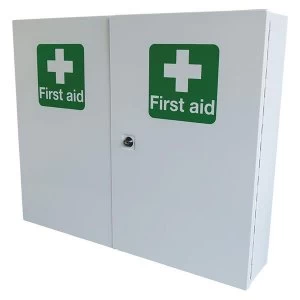 Image of Click Medical Double Door Metal First Aid Cabinet Lockable White Ref