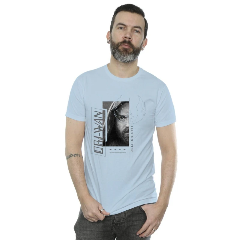 Image of Star Wars Star Wars Men Obi-Wan Kenobi Jedi SciFi Collage T-Shirt in Baby Blue Size: Small Baby Blue S Male 5059934442191