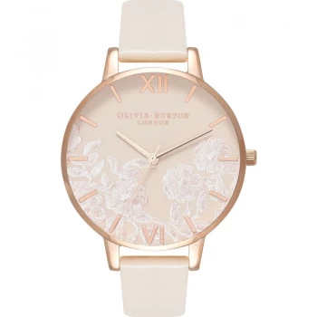 Image of Lace Detail Nude & Rose Gold Watch