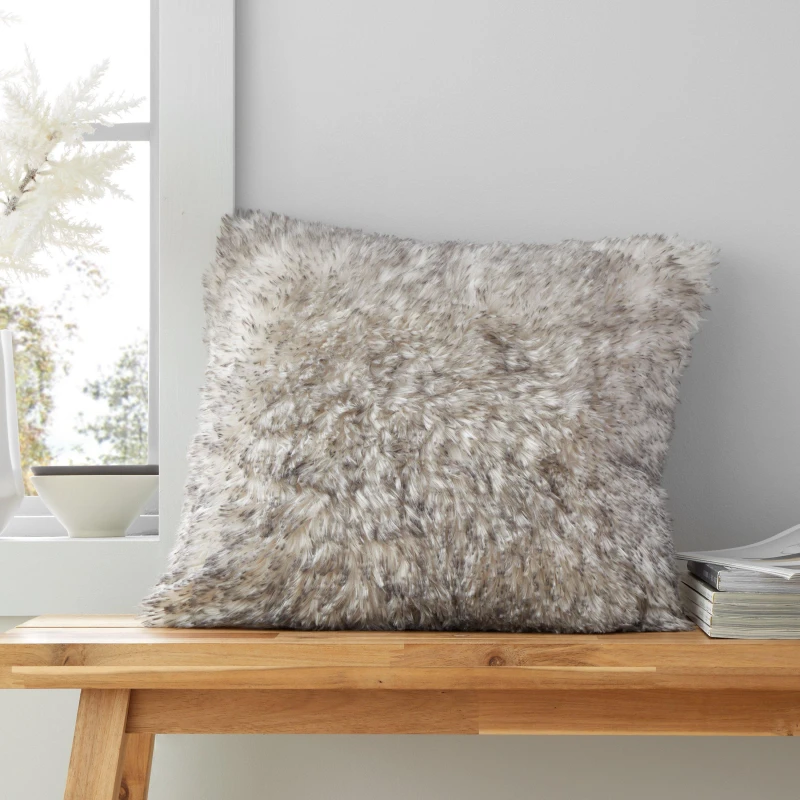 Image of Catherine Lansfield 'Arctic Fox' Cosy Faux Fur Cushion Grey unisex